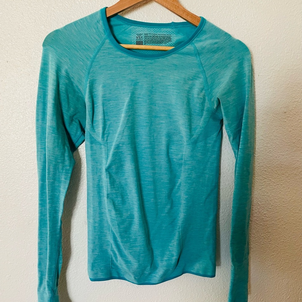 Victoria's Secret Sport Turquoise Long Sleeve Athletic Top Size Small